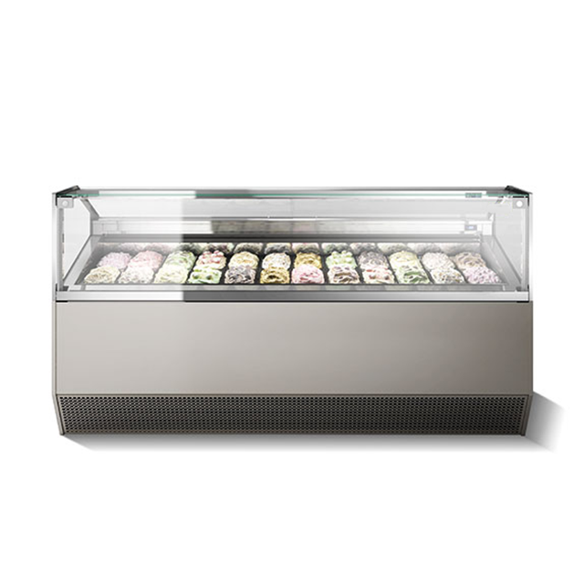 Prosky Counter Showcase Pantalla de helado moderno de congelador verde con pantalla